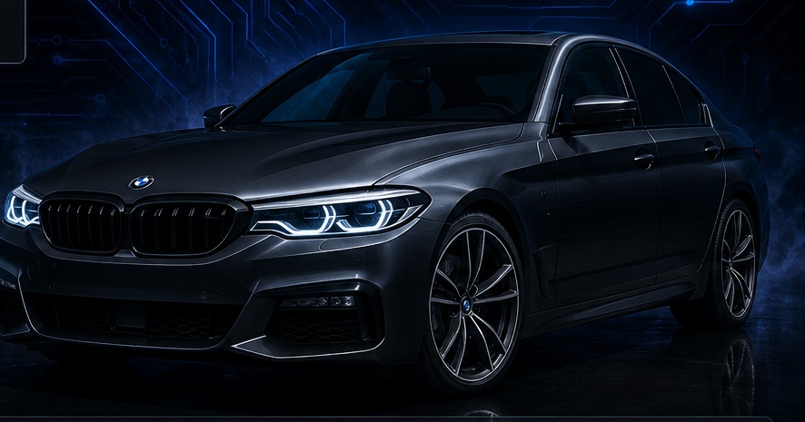 Blue performance sedan