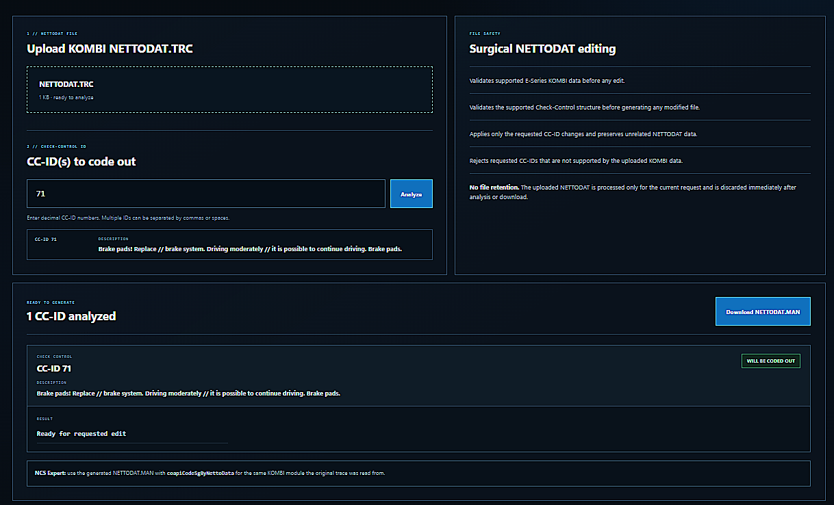 E-Series CC-ID Editor tool preview
