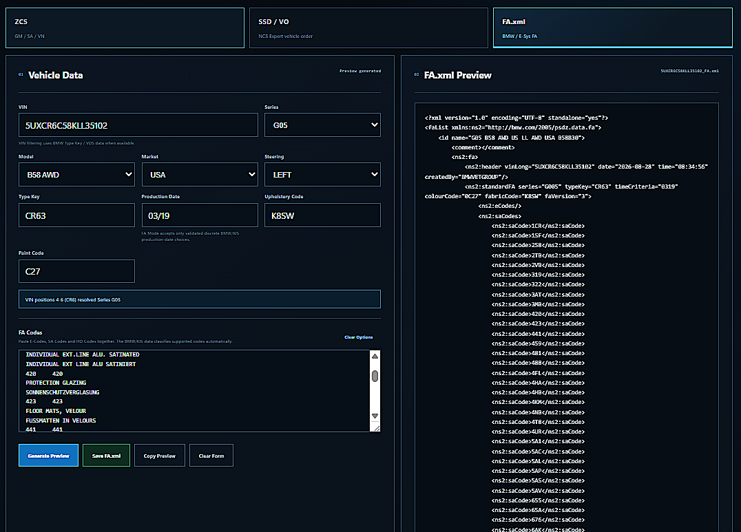 ZCS / SSD / FA detail screenshot